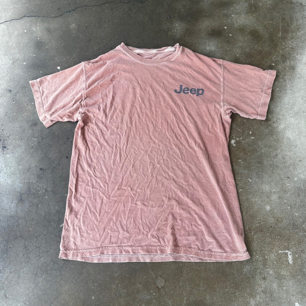 Jeep Graphic Tee Mens L Pink Excellent Life Off-Road Short Sleeve Vintage Wash